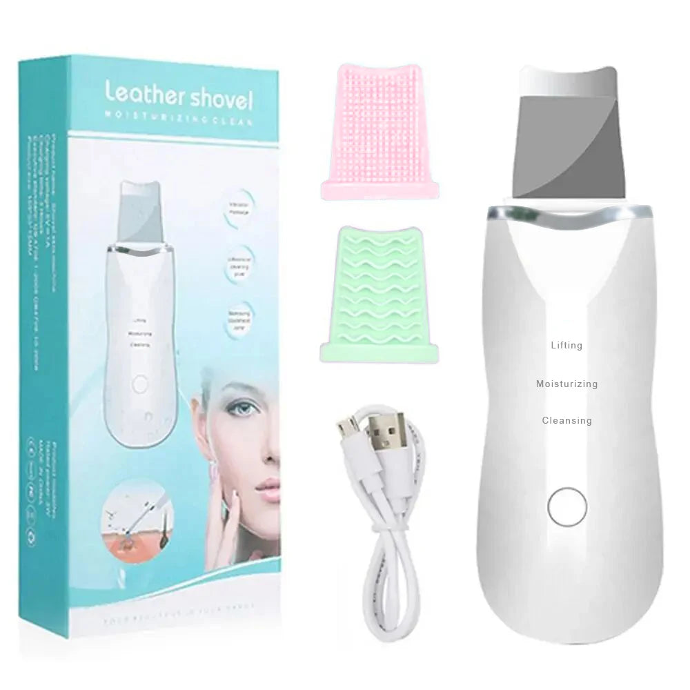 Skin Scraper Pore Vibration Cleaning Facial Deep Cleaning Machine Suitable for Female and Male Beauty Instruments White Gift