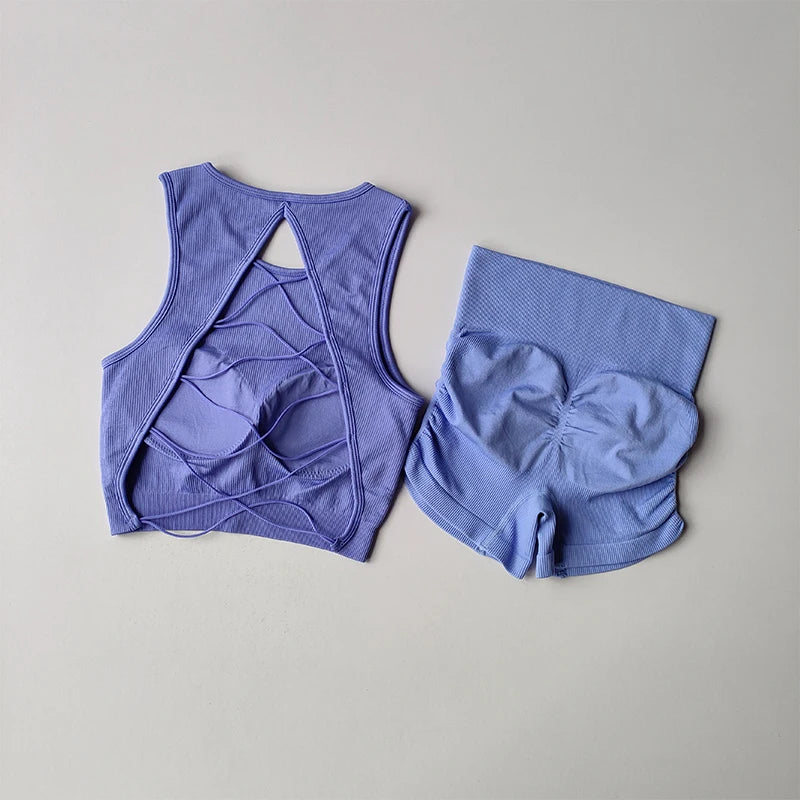 Seamless High Waist Leggings Set Tracksuit for Women Yoga Sets Sportswear Workout Set Sports Bra Gym Yoga Set Fitness Clothing