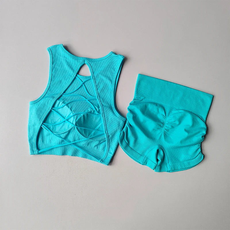 Seamless High Waist Leggings Set Tracksuit for Women Yoga Sets Sportswear Workout Set Sports Bra Gym Yoga Set Fitness Clothing