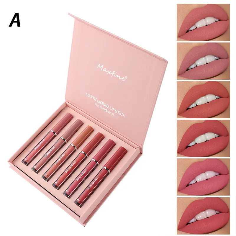 6 Color Matte Lip Gloss Set Moisturizes Long Lasts Water Proofs Sweat Proofs Non Transfer Liquid Lipstick 1pcs