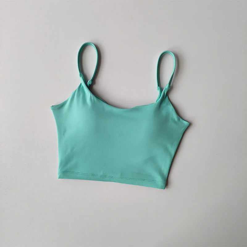 Women's Built-in Bra Sports Top Open Back Naked Feel Quick Dry for Running Yoga Workout