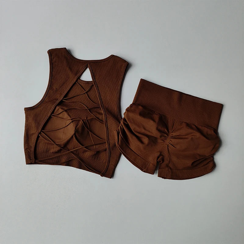 Seamless High Waist Leggings Set Tracksuit for Women Yoga Sets Sportswear Workout Set Sports Bra Gym Yoga Set Fitness Clothing