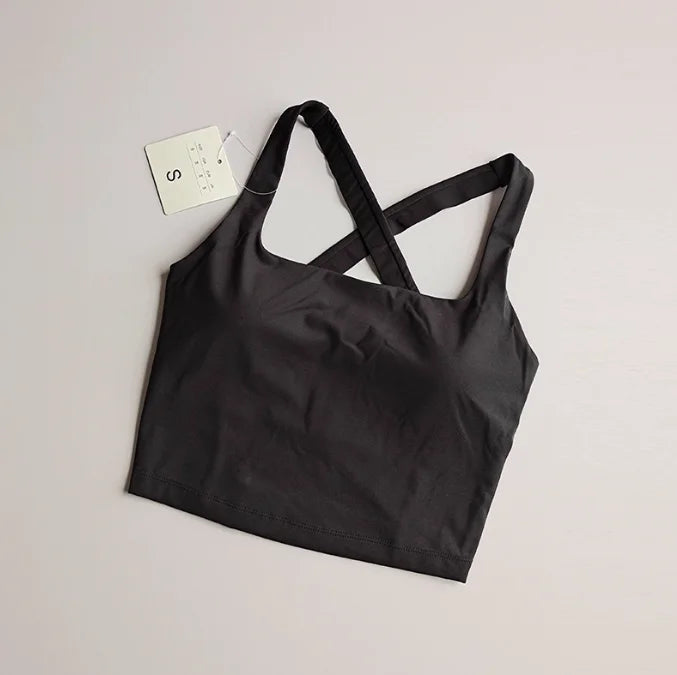 Women's Sports Bra Removable Pads Naked Feel Fitness Top No Line Shockproof Push Up for Running Yoga Workout Underwear