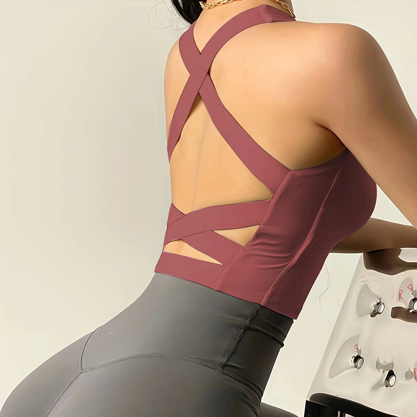 Women's Sports Bra Removable Pads Naked Feel Fitness Top No Line Shockproof Push Up for Running Yoga Workout Underwear