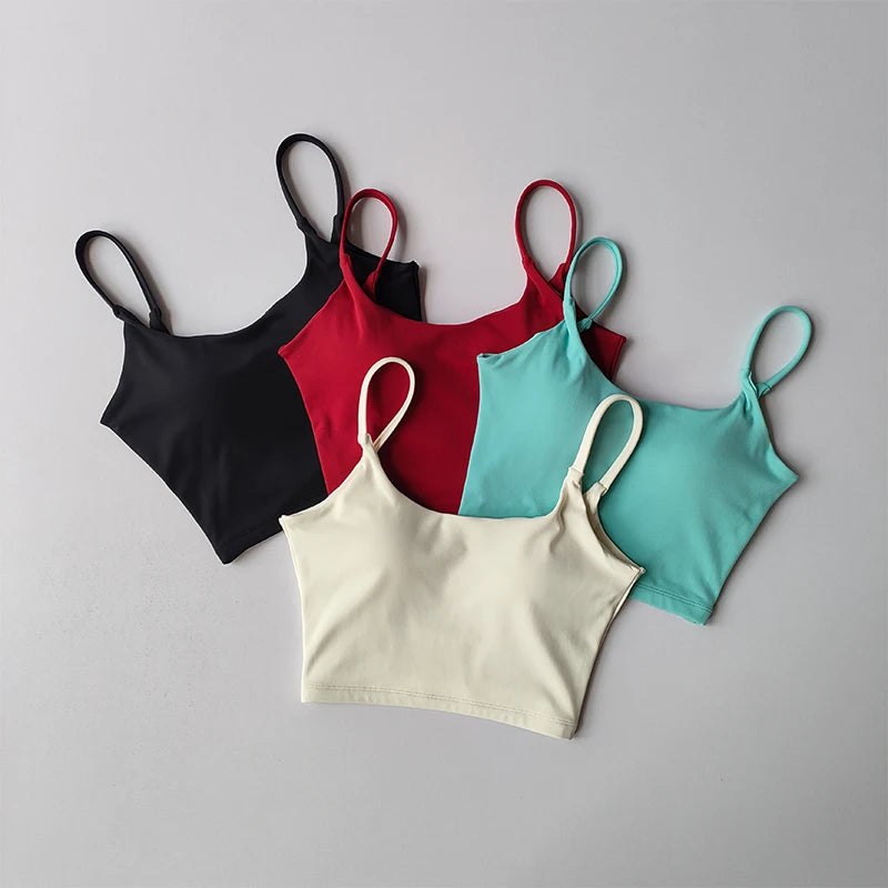 Women's Built-in Bra Sports Top Open Back Naked Feel Quick Dry for Running Yoga Workout