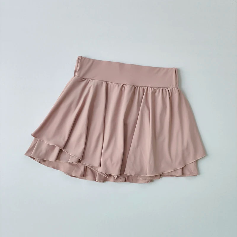 Women's Fake Two-Layer Tennis Skirt, Anti-Slip Built-in Shorts with Naked Feel, Quick Dry & Breathable Skort for Training
