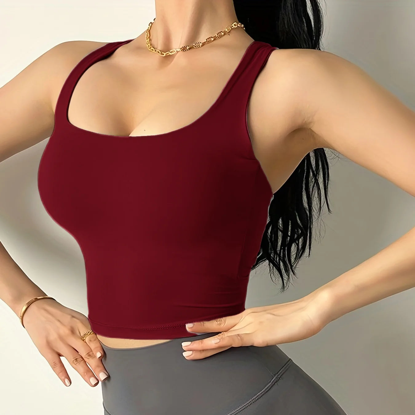 Women's Sports Bra Removable Pads Naked Feel Fitness Top No Line Shockproof Push Up for Running Yoga Workout Underwear