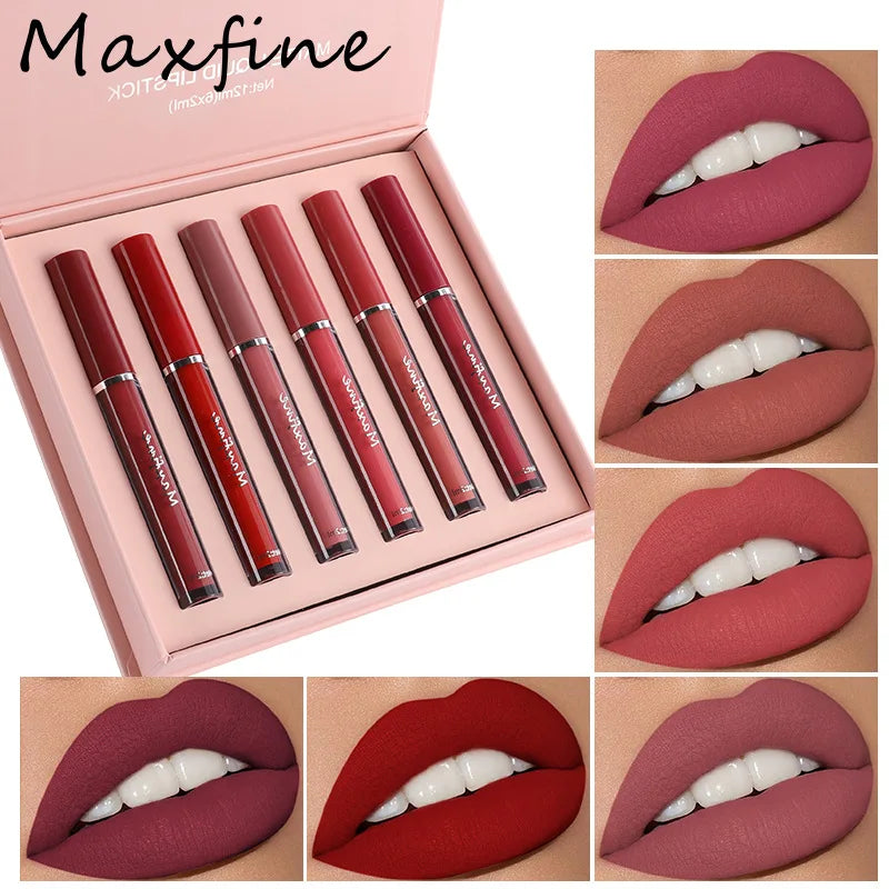 6 Color Matte Lip Gloss Set Moisturizes Long Lasts Water Proofs Sweat Proofs Non Transfer Liquid Lipstick 1pcs