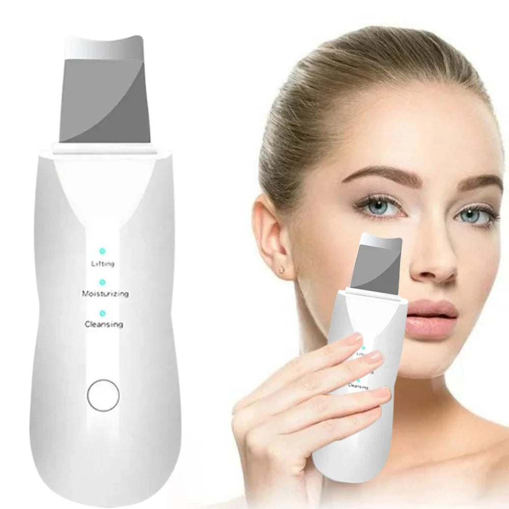 Skin Scraper Pore Vibration Cleaning Facial Deep Cleaning Machine Suitable for Female and Male Beauty Instruments White Gift
