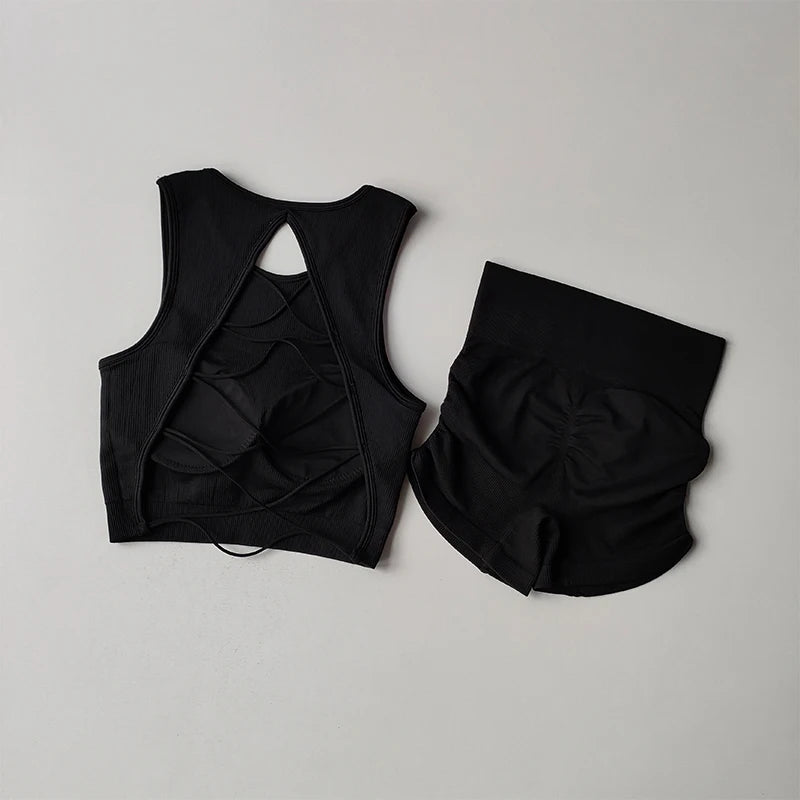 Seamless High Waist Leggings Set Tracksuit for Women Yoga Sets Sportswear Workout Set Sports Bra Gym Yoga Set Fitness Clothing