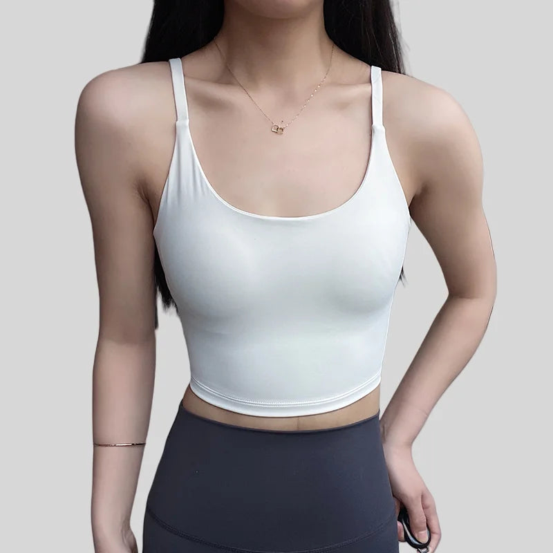Women's Built-in Bra Sports Top Open Back Naked Feel Quick Dry for Running Yoga Workout