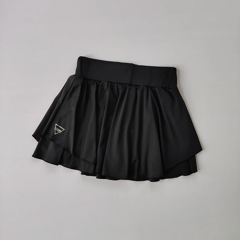 Women's Fake Two-Layer Tennis Skirt, Anti-Slip Built-in Shorts with Naked Feel, Quick Dry & Breathable Skort for Training