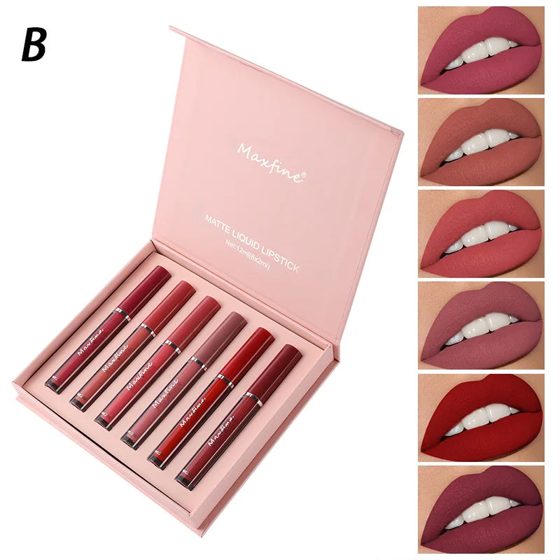 6 Color Matte Lip Gloss Set Moisturizes Long Lasts Water Proofs Sweat Proofs Non Transfer Liquid Lipstick 1pcs