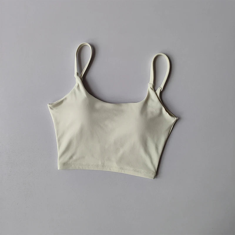 Women's Built-in Bra Sports Top Open Back Naked Feel Quick Dry for Running Yoga Workout
