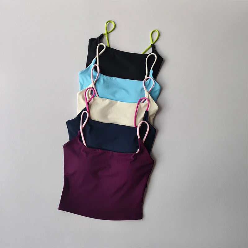 Women's Yoga Set Strappy Bra & Shorts Naked Feel Quick Dry Color Blocking Gym Workout Seamless Activewear