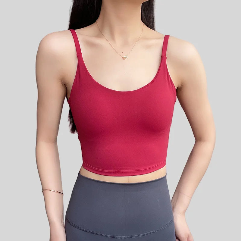 Women's Built-in Bra Sports Top Open Back Naked Feel Quick Dry for Running Yoga Workout