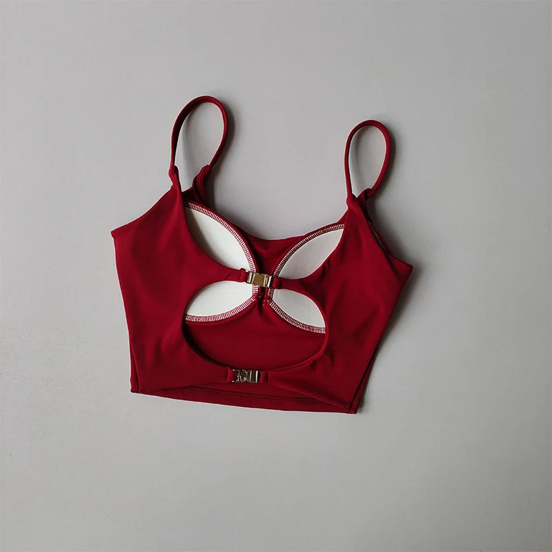 Women's Built-in Bra Sports Top Open Back Naked Feel Quick Dry for Running Yoga Workout