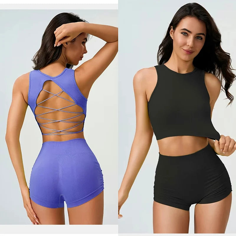 Seamless High Waist Leggings Set Tracksuit for Women Yoga Sets Sportswear Workout Set Sports Bra Gym Yoga Set Fitness Clothing