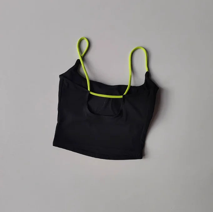 Women's Yoga Set Strappy Bra & Shorts Naked Feel Quick Dry Color Blocking Gym Workout Seamless Activewear